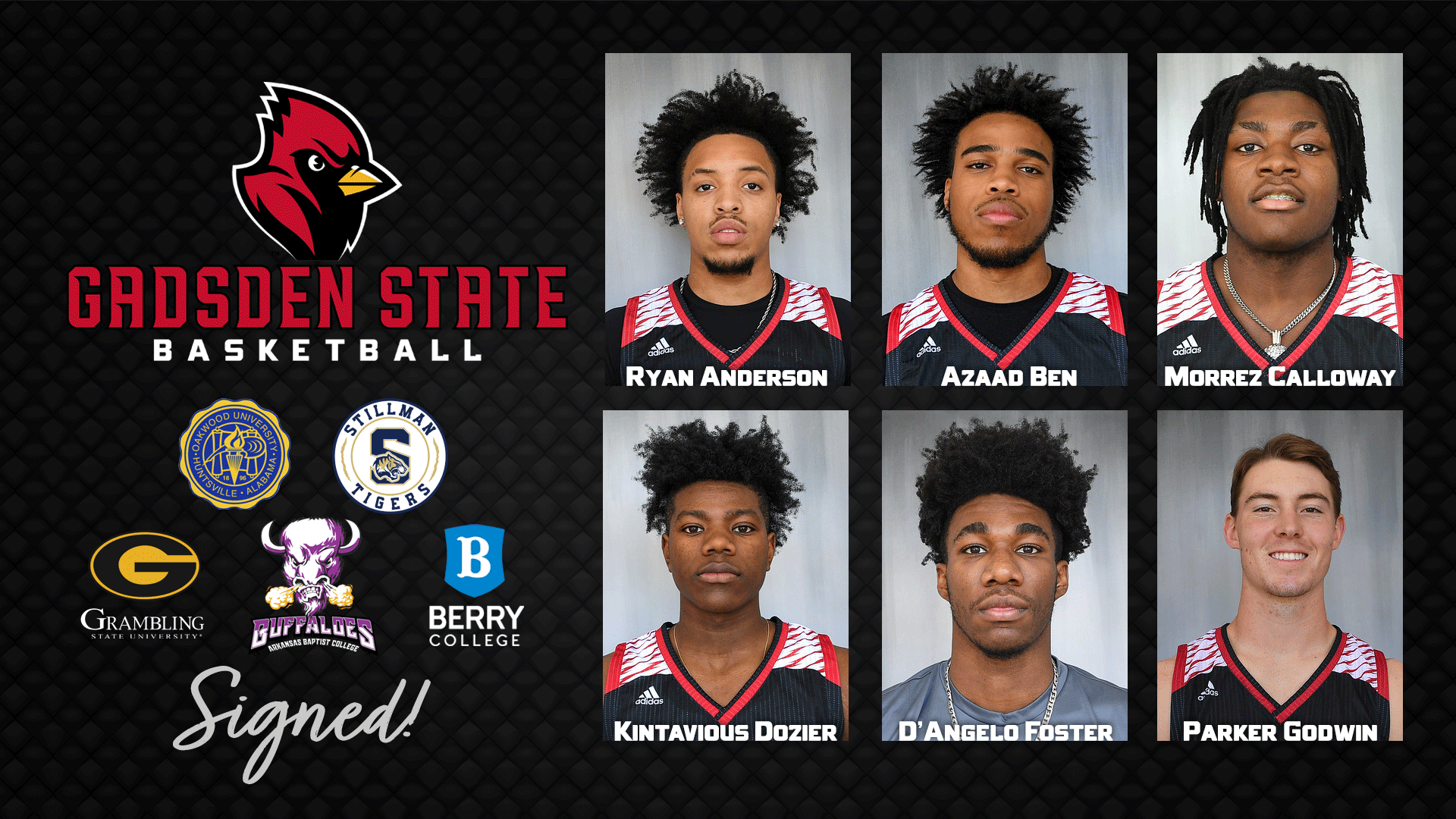 Six Gadsden State Cardinals sign with four-year universities to play basketball